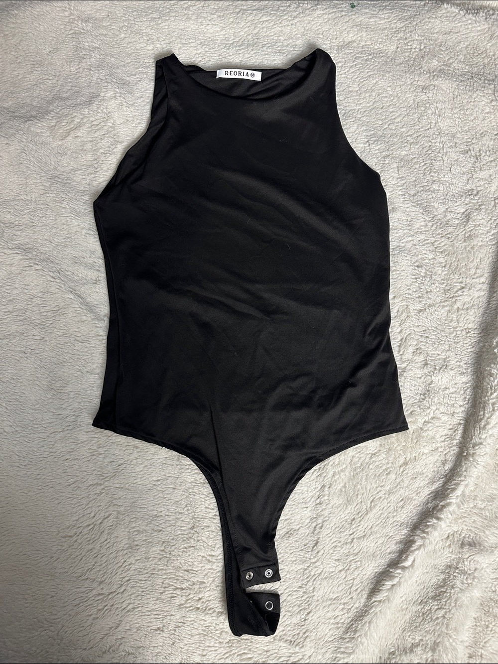 ReoRia Black High-Neck Snap Bodysuit